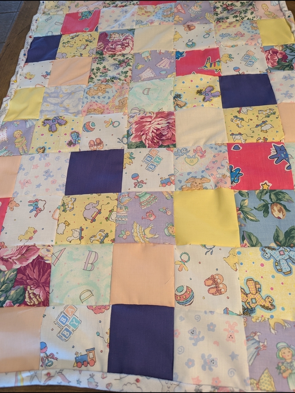 Handmade Pastel Patchwork Baby Quilt - Unicorns